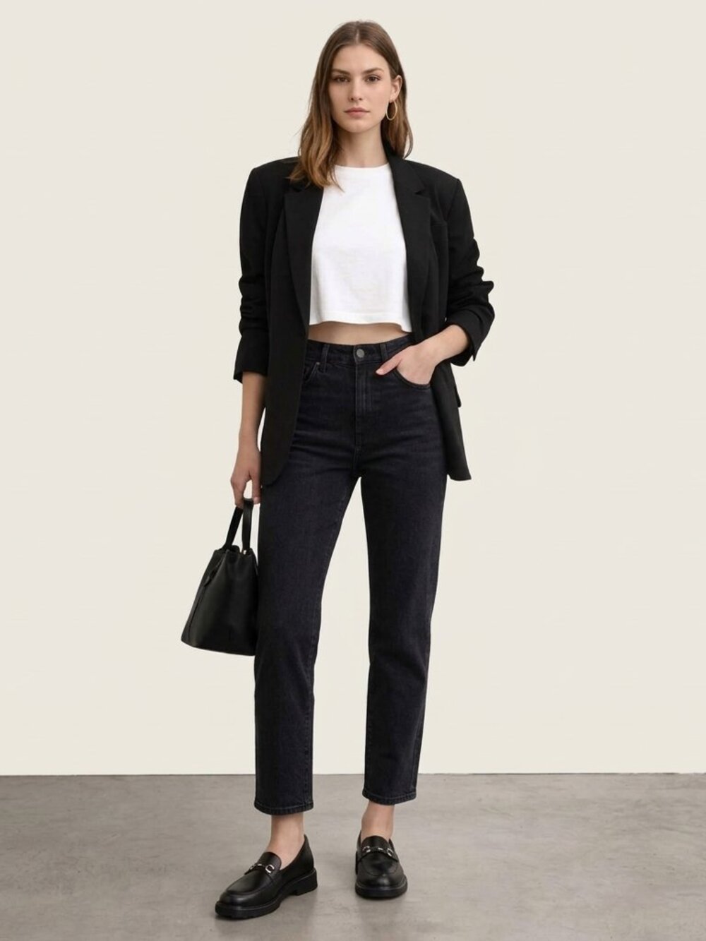 Rag & Bone Women's Hana High-Rise Slim Fit Cropped Jeans Size 29 Worn Black
